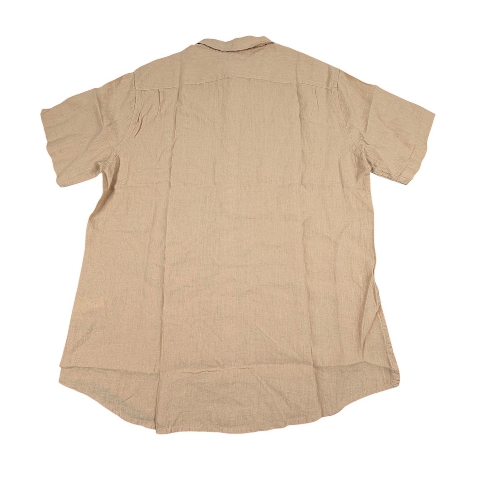 Quince Mens Short Sleeve Shirt 100% European Linen Relaxed Driftwood Large NWT - Picture 2 of 6